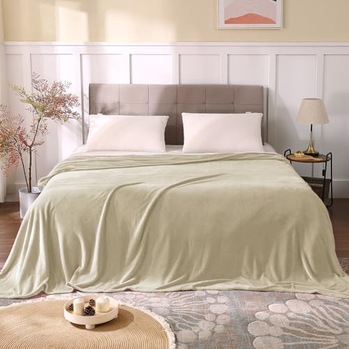 Image of BEDELITE Fleece Blanket Full Size Linen Throw Blankets for Couch & Bed, Luxury Plush Cozy Fuzzy Blanket 84x90 inches, Super Soft Warm Lightweight Throw Blanket for Travel Camping