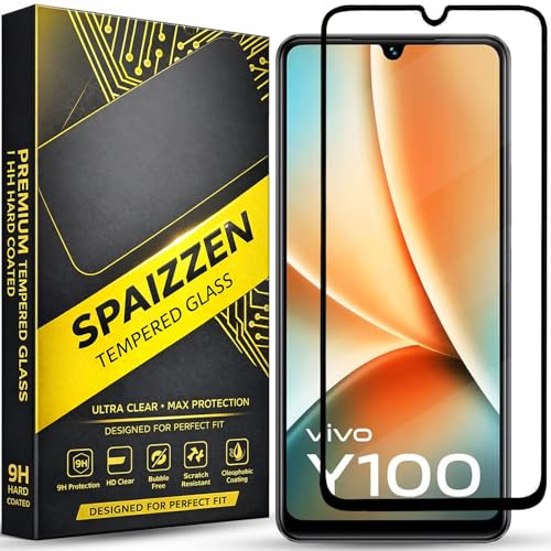 Image of Military-Grade Tempered Glass Screen Protector Compatible for Vivo Y100 with Edge to Edge Coverage and Easy Self Installation kit