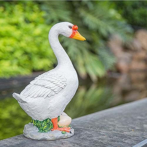 Canard blanc sculpture jardin résine statue extérieure aménagement paysage - 6