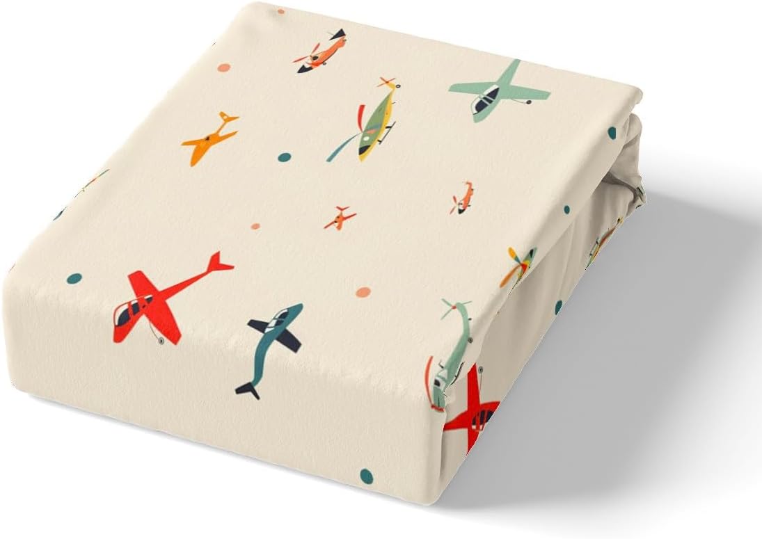 Feelyou Aircraft Duvet Cover Twin Size Kids Airplane Print Comforter Cover for Boys Girls Teens Aircraft Flying Bedding Set Breathable Helicopter Flying Plane Bedroom Decor Travel Bedclothes image 5