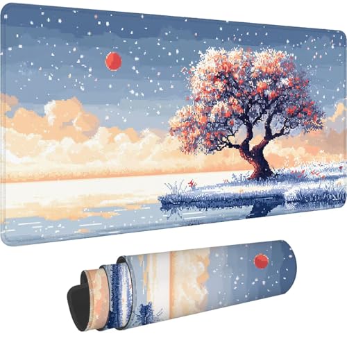 Tapis de souris gamer XXL 800x300 mm paysage arbre bureau PC