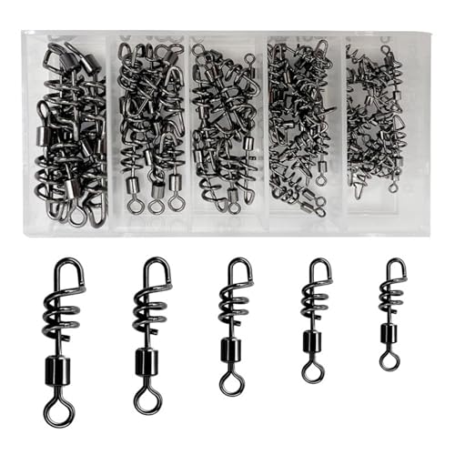 YUPEIUKLI 70 Piezas de eslabones giratorios para Pesca, eslabones giratorios de Barril, eslabones giratorios de sacacorchos Resistentes, Conector de línea de Pesca para Agua Dulce y Salada