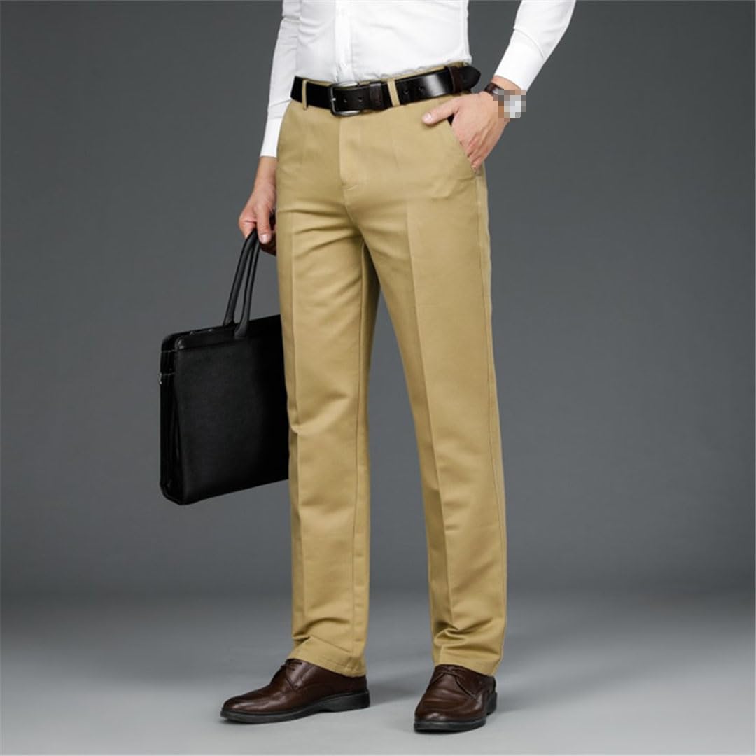 Vogrtcc Pantaloni da Uomo d'Affari Elastici Casual Dritti Taglie Forti