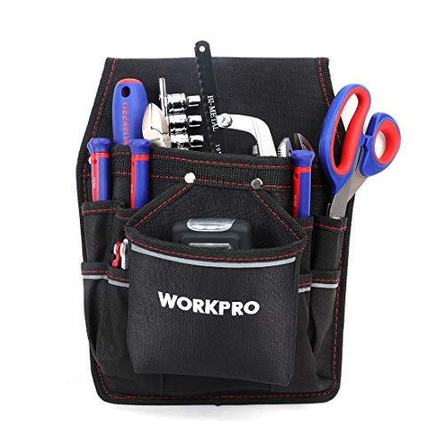 WORKPRO Maintenance Tool Pouch, 11 Pockets, Professional Electrician's Belt Tool Holder with Reflective Strips, Organizer for Tools, Flashlights, Keys (Tools Excluded)