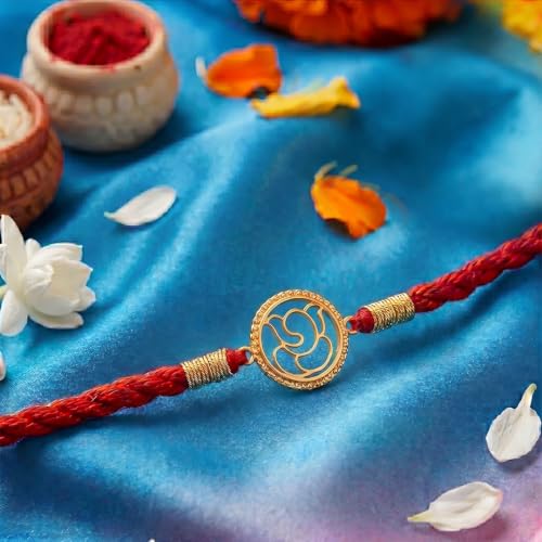 Image of ZAVYA 925 Pure Silver Ganesha Rakhi for Brother, Sterling Silver Bracelet for Bhai, Rakshabandhan Gift, with Authenticity Certificate
