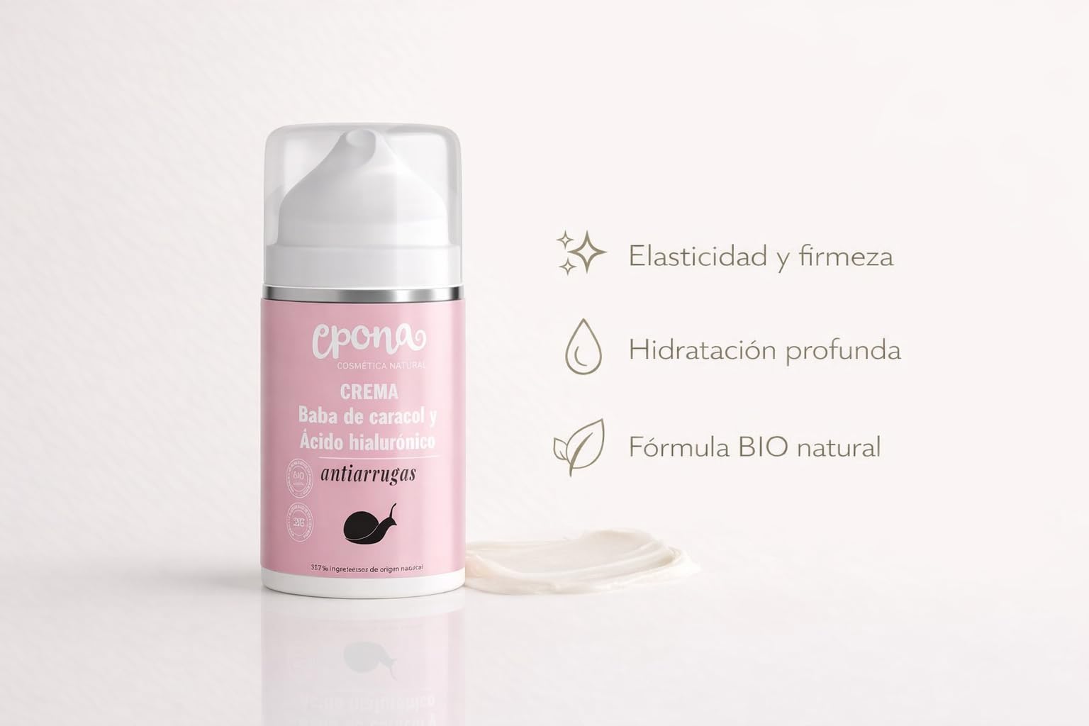 EPONA Crema Facial BIO con Baba de Caracol y Ácido Hialurónico – Hidratante Reafirmante Natural – Piel Sensible y Madura – Fórmula Ecológica Certificada – 50 ml