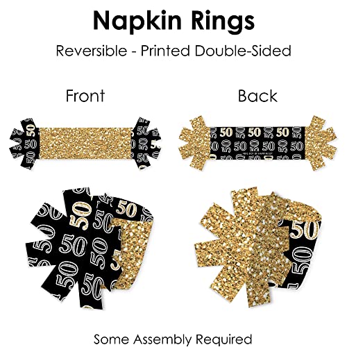 Big Dot Of Happiness Adult 50Th Birthday - Gold - Birthday Party Paper Napkin Holder - Napkin Rings - Set Of 24 #TOP5