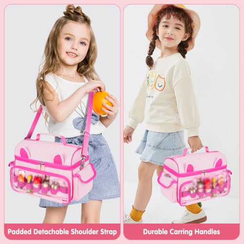 Image of Carrying Case Compatible with Toniebox Starter Set,Cute Storage Bag for Tonies Figures Characters,Tonies Headphones & Accessories, Pink, Modern