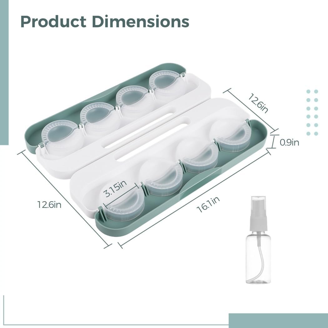 Manual 8-Slot Dumpling Mold Press with Handle and Spray Bottle, Double-Sided Pp Tool for Wontons, Pierogi, and Potstickers