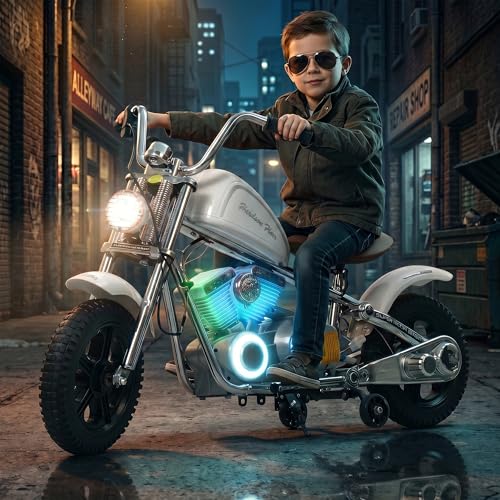 Image of Baybee ChopperX Baby Battery Operated Bike for Kids with Adjustable Seats I Rechargeable Ride on Toy with LED Lights, USB & Music I Big Baby Bike | Electric Bike for Kids to Drive 2+ Years (White)