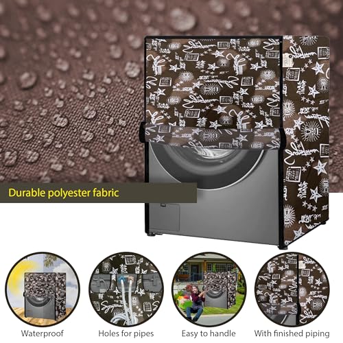 Image of Waterproof & Dustproof Top Front Load Washing Machine Cover for 6 kg 6.5 kg 7kg & 7.5 kg Compatible for IFB LG Samsung Whirlpool Bosch Haier (SIGNATURE COFFEE)