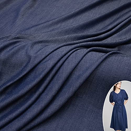 Weich Einfarbiger Denim-Stoff Seidenweicher Mode-Kleider-Dekorations-Drapierungs-Stoff Hochwertige Dünner Nähstoffe für Sommerkleidun Zum Rock Kleid Hose Shorts Hemd(Size:1.45x0.5m/57x19.6in) Cover
