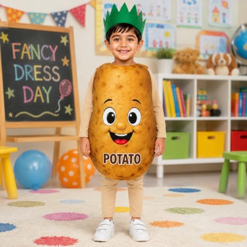Image of Raj Costume Kids Fruit & Vegetable Fancy Dress Costume | Soft Felt Fruit and Vegetable Cutout Costume for Boys & Girls | School Annual Function