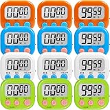 12 Pack Multi-Function Digital Timers, Magnetic Large LCD Display Loud Alarm Countdown Timers, Extensively Use...
