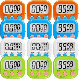 12 Pack Multi-Function Digital Timers, Magnetic Large LCD Display Loud Alarm Countdown Timers, Extensively Use in Classroom, Break Time, Gym, Meeting, Cooking