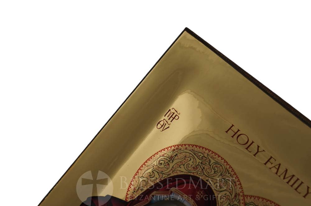 BlessedMart Heilige Familie Ikone - orthodoxe byzantinische Ikone handgefertigt auf natürlichem Massivholz Geschenk fertig - Versand in einer Box