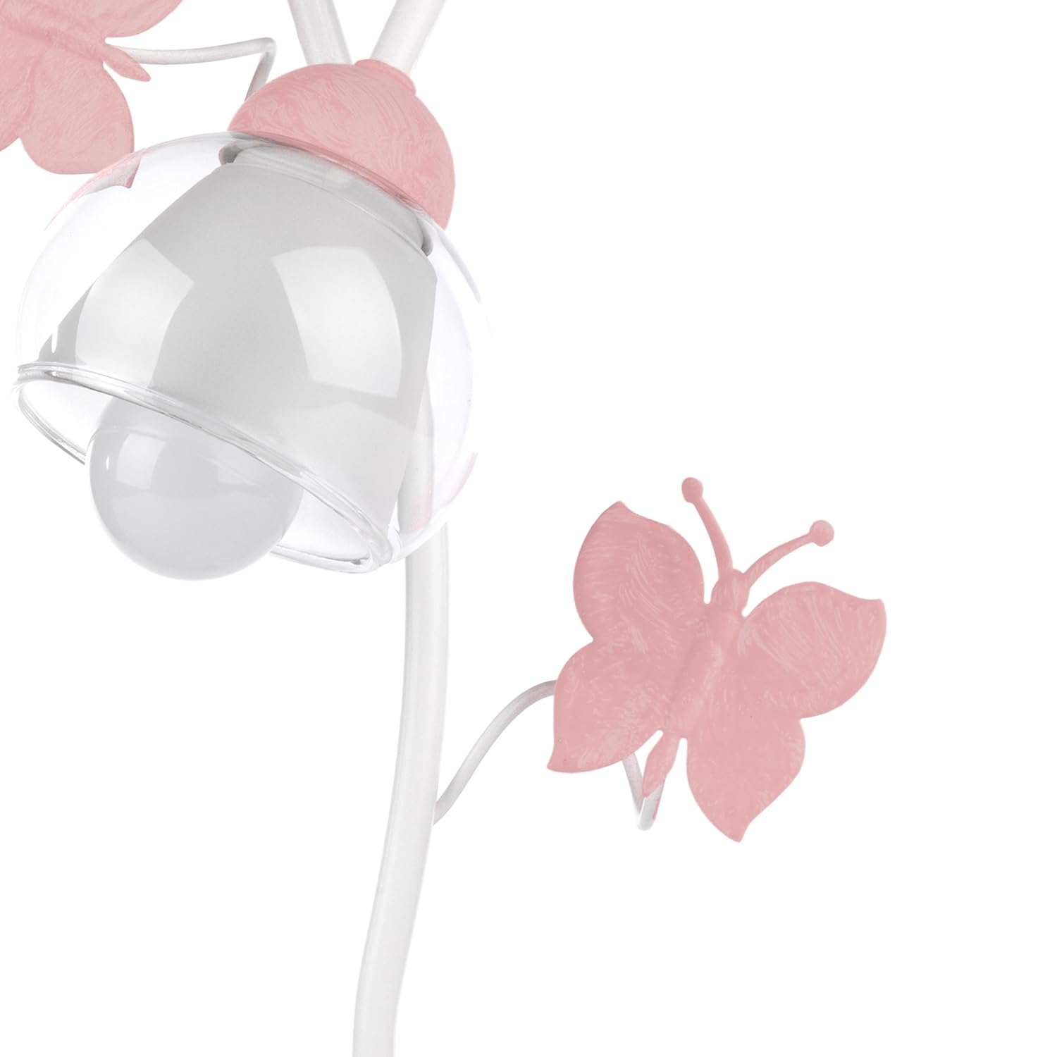 ONLI - Lampada da tavolo in metallo bianco con farfalle dipinte in Bianco/rosa