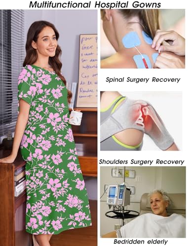 Image of Deyeek Hospital Gowns for Women Labor Delivery Shoulder Surgery Dress Adaptive Clothing Night Robes for Elderly Plus Size