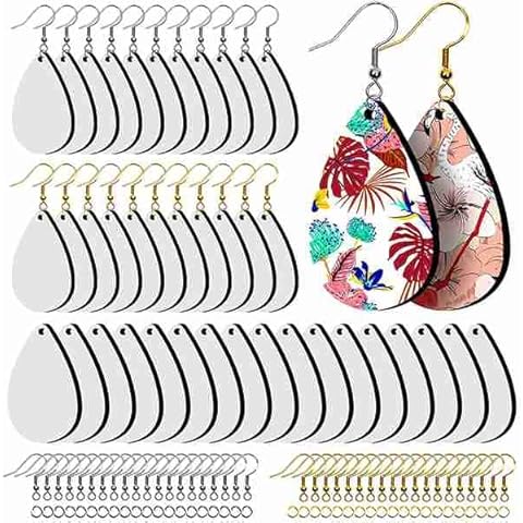KU Syang 40Pc of Sublimation Blank Earrings,Unfinished Heat Transfer Earrings Pendant Hooks and Jump Rings,for DIY Jewelry Making Cover