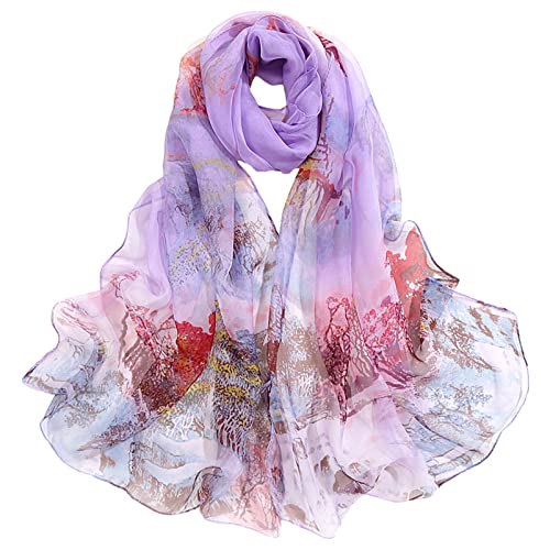 amokk Pack of 4 Chiffon Floral Scarves for Women Lightweight Fashion Shawls Wraps Large Neck Scarves3