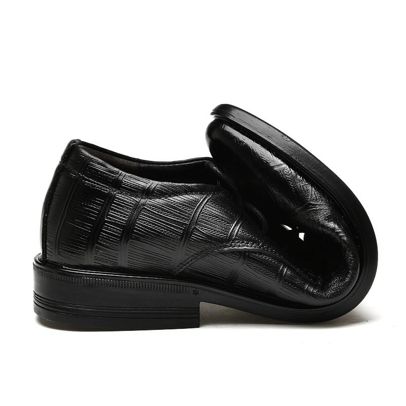Men's Business Casual Scale Pattern Comfort Formal Modern Leather Oxford Shoes Mens Retro Hand Stitching Comfort Pointed Toe Low Block Slip On Loafer Shoes3