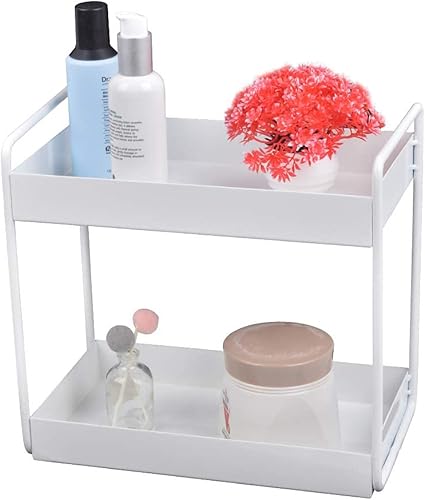 Miniatura 6 de Organizador de encimera de baño de 2 niveles, soporte para cosméticos, organizador de cosméticos, estante de almacenamiento de gabinete de cocina,