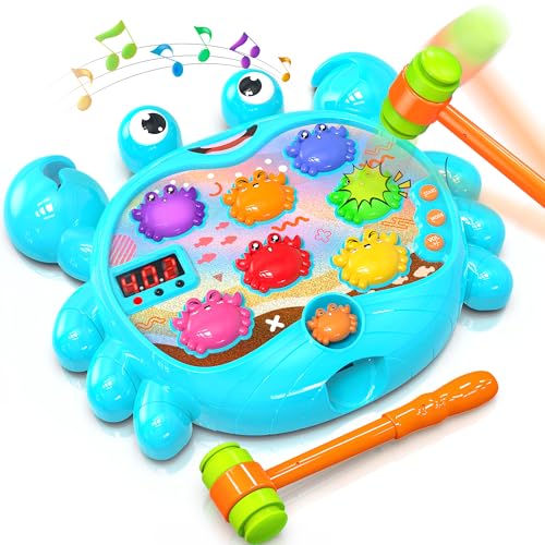 Hot Bee Spielzeug für 2 3 4 5 6 Jahre Alten Jungen Baby Spielzeug Kinderspielzeug für Kinder Frühes Lernen Whack A Krabbe Spiel für Kleinkinder mit Sound&Light Geburtstagsgeschenke Hämmern