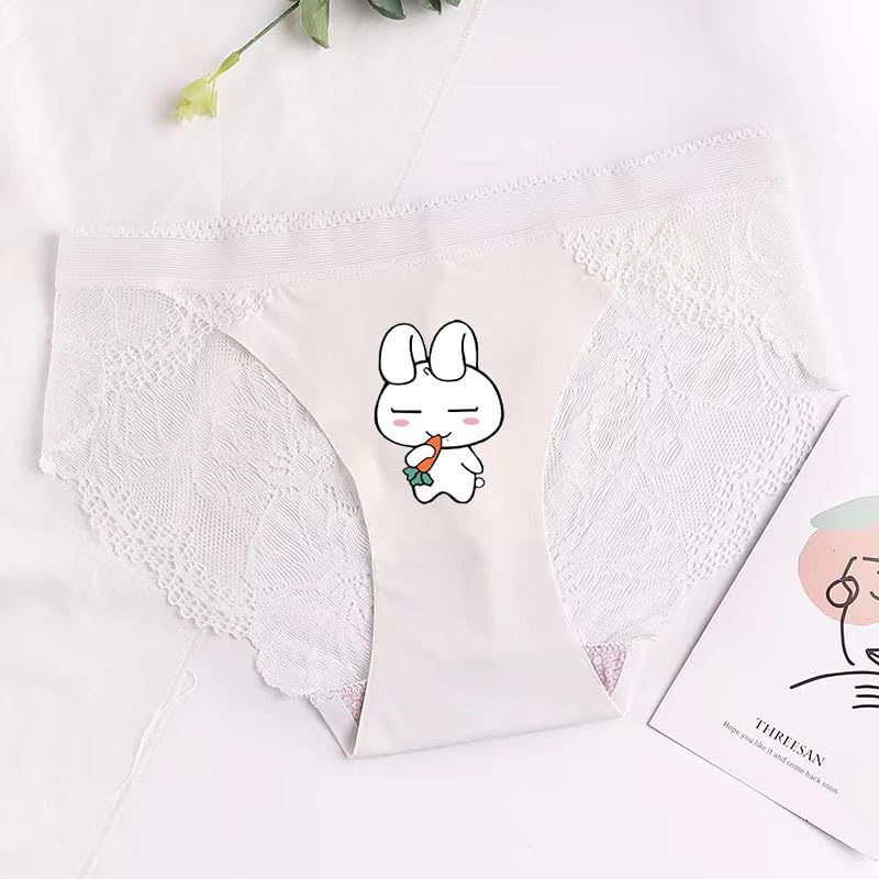 Image of PANTEASY White Printed Couple Lingerie Soft Silky Handfeel- Brief & Panty