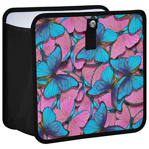 Image of Pink Blue Butterfly Car Trash Can Foldable Hanging Car Trash Bag Bin Auto Garbage Can Leak-Proof Car Organizer(Large) (g301180671p857c913s2022)