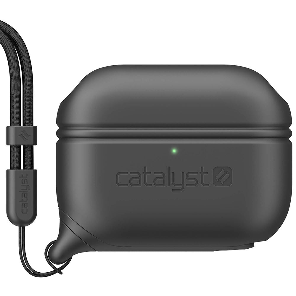 Catalyst Funda impermeable y a prueba de caídas para AirPods Pro (2ª generación), edición especial, compatible con carga inalámbrica, funda suave de piel, con mosquetón (negro)