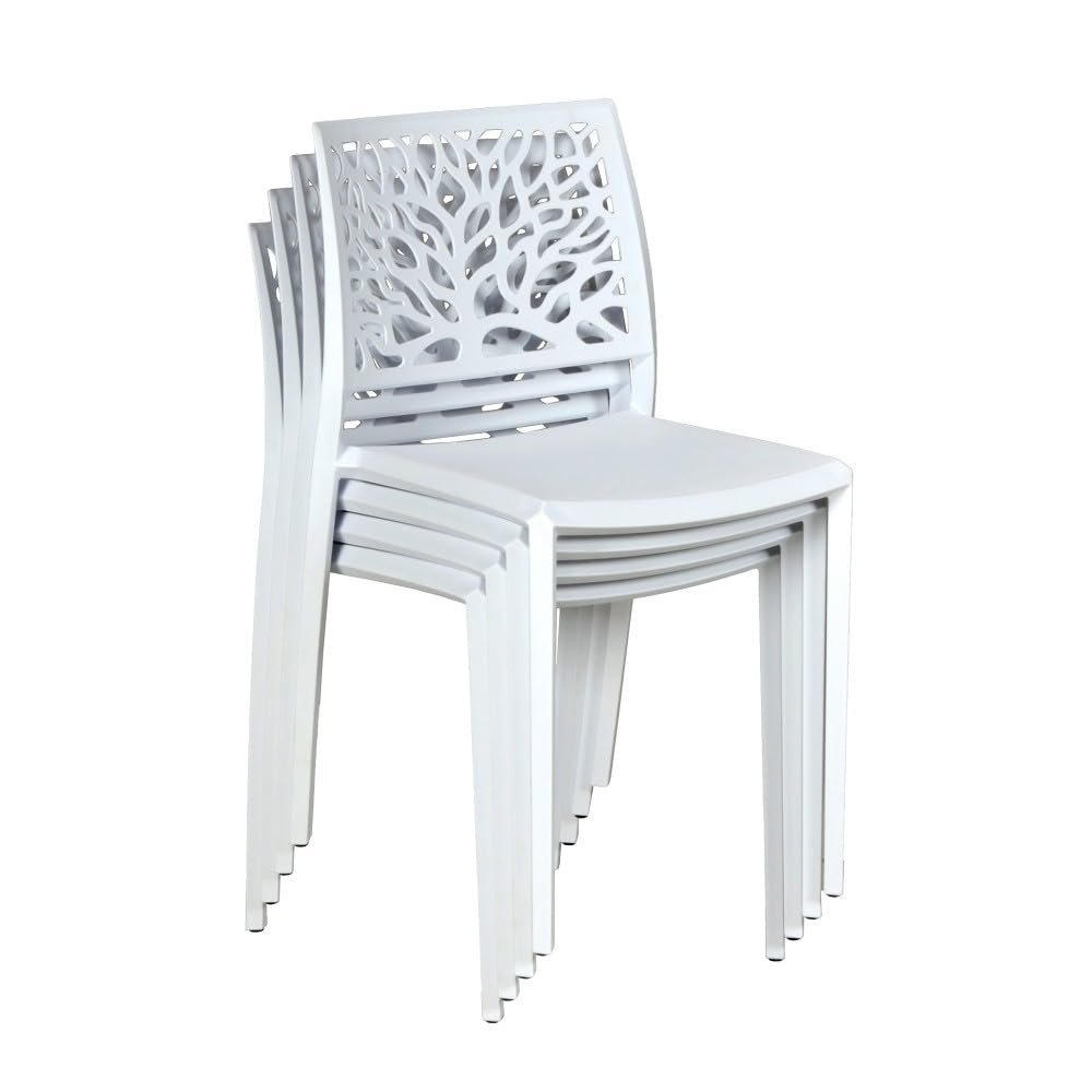 WEBER INDUSTRIES Lot de 4 chaises empilables Clara pour intérieur et extérieur/Blanc