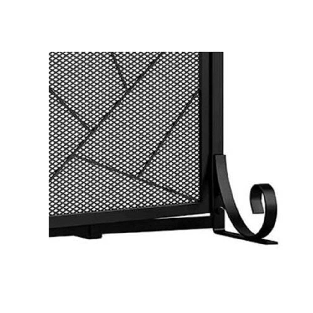Salvachispas Chimenea Mampara for Chimenea de Doble Puerta for con Puertas batientes Marco Hierro Fundido Acabado Malla metálica Duradera Color Negro Protector Chimenea