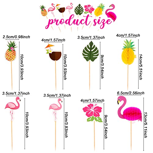 44 Pcs Tropical Hawaiian Cupcake Toppers Glittery Flamingo And Pineapple Palm Leaf Cupcakes Toppers Cake Picks For Hawaii Luau Summer Party Baby Shower Party Supplies #TOP1