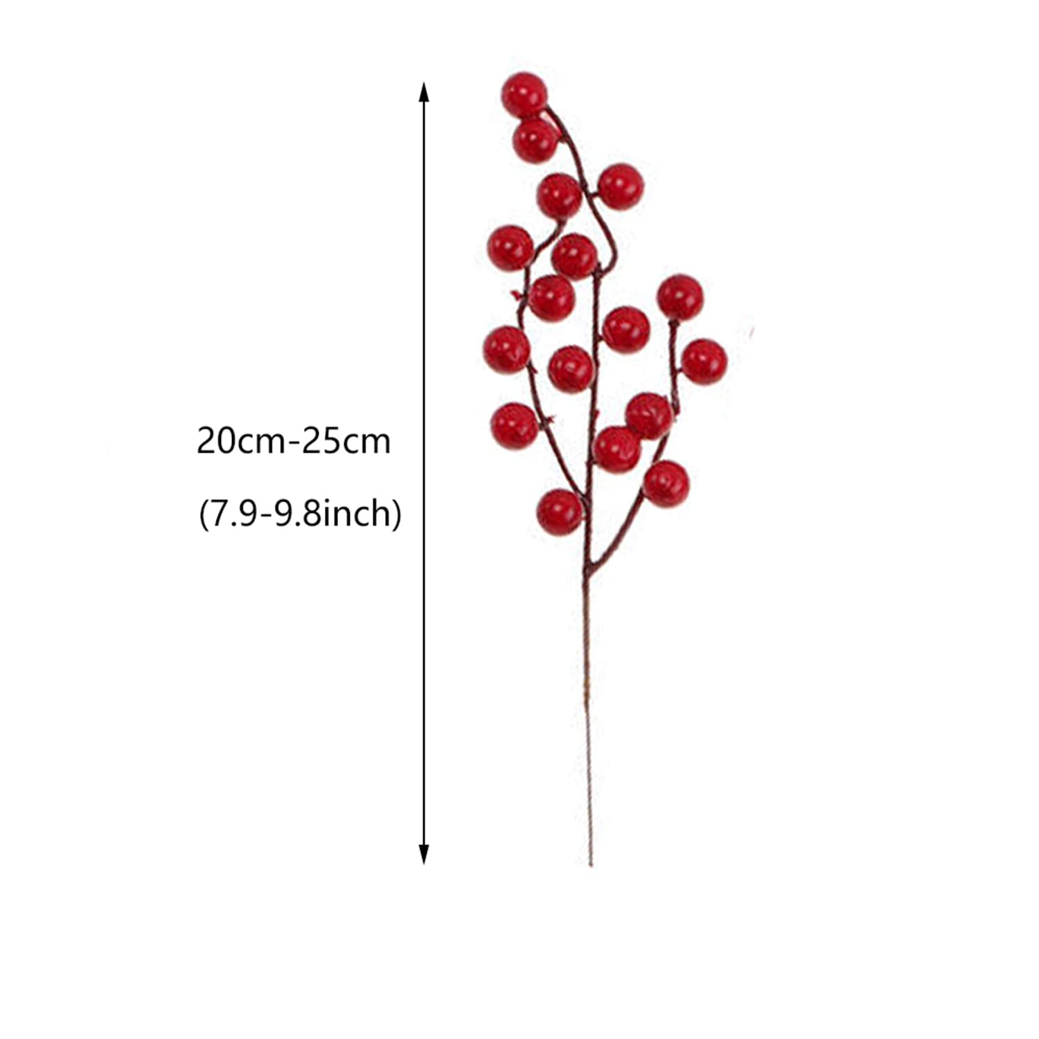 20pcs Mini Red Berry Pine Picks - Artificial Berry Stems With Leaves For Christmas & Craft DIY - View #4