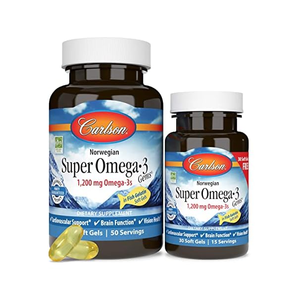 Carlson Labs Norwegian Super Omega-3 Gems, 1200 mg - 100 + 30 softgels – Bild 9