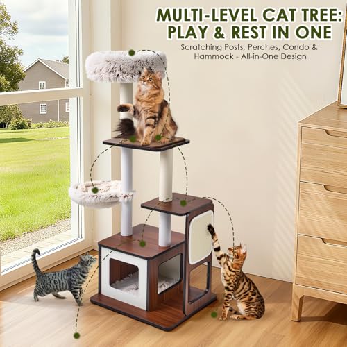 Árbol rascador moderno para gatos grandes 54 pulg miniatura 6