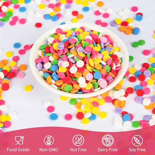 Image of Edible Confetti Sprinkles,Colorful Round Cake Decoration for Desserts,Rainbow Circular Candy,Pastel Circle Sprinkles for Cake Baking,Perfect For Birthday Wedding Party Decorating Supplies | 130g Round Candy Decorations,Circular Pastel Sugar for Baking,Birthday Wedding,Graduation ,Anniversary,Holiday Party Supplies