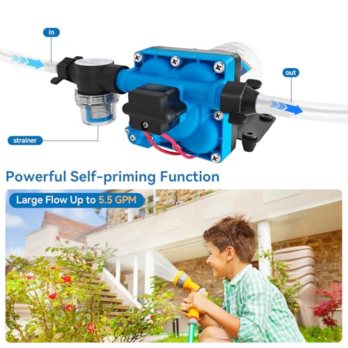 Julymoda 78864469988 Rv Fresh Water Pump 12V Dc 3.0Gpm 55Psi Upgraded Pressure Switch,12Volt Self Priming Water Pressure Diaphragm Pump thumb #1