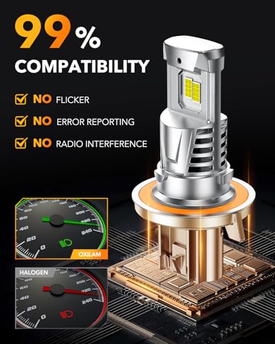 Image of OXILAM 9008 /H13 LED Bulb, 1000% Super Bright Driving Lights, 5 Min Quick Install, 60000H Lifespan, No Flicker, 99% Compatibility, Pack of 2