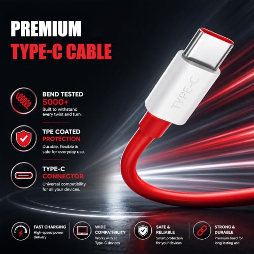 Image of Kratos 65W Fast Charger Adapter & USB-A to Type C Cable Combo, Compatible with OnePlus, Realme, Xiaomi, Redmi, Oppo, Vivo & Other Smartphones, Type C Charger Supports Dash, Warp, Vooc,SuperVooc
