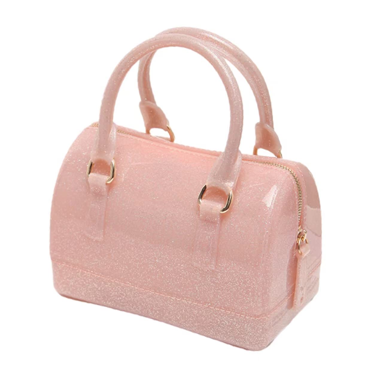 Ladies Summer Jelly Pillow-shaped Top Handle Handbag Candy Color Transparent Crystal Purse