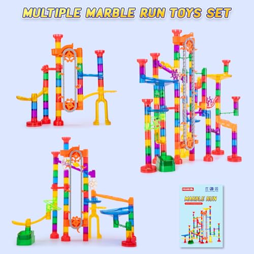 image for Meland 247Pcs Marble Run with Motorized Elevator, Construction Buildin