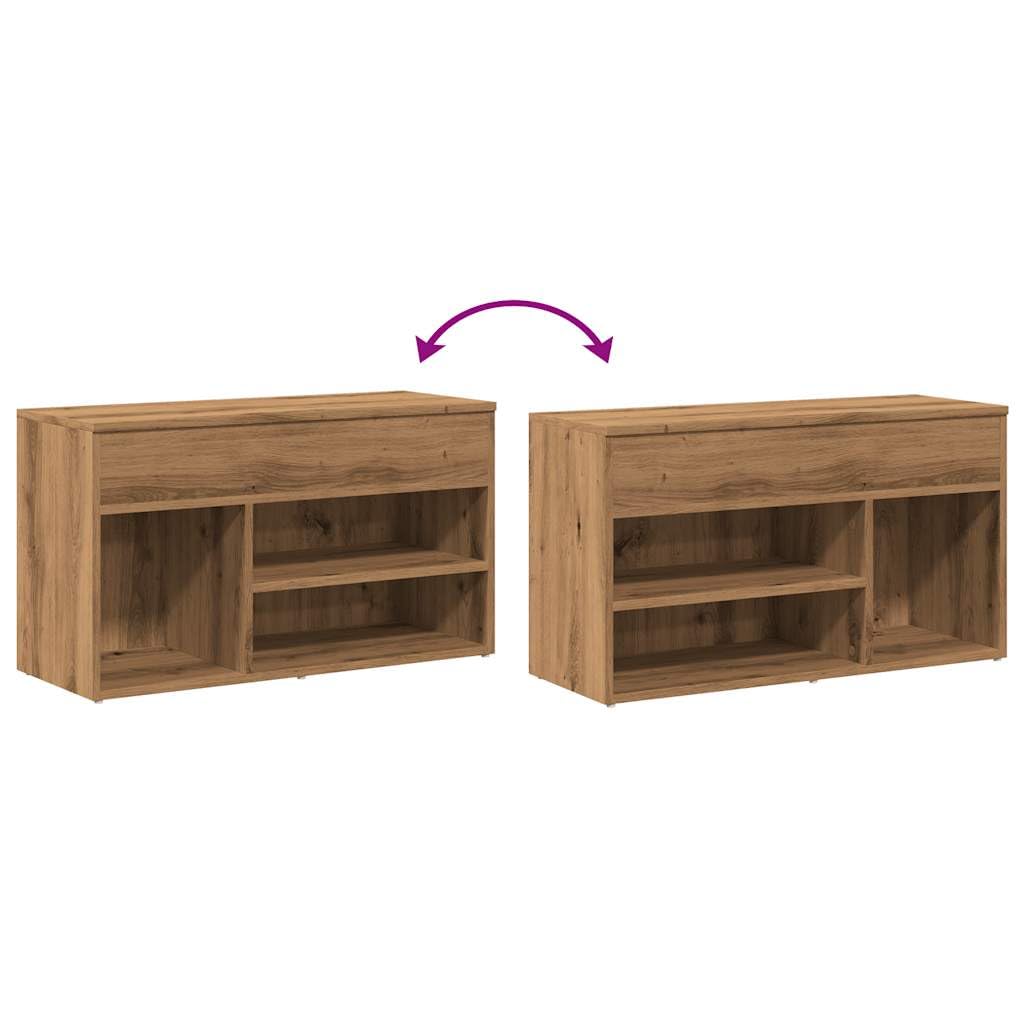 vidaXL Banco Zapatero Madera de ingeniería Roble Artisan 80x30x45 cm, Banco Zapatero, Asiento de Banco de Pasillo, Asiento de Pasillo