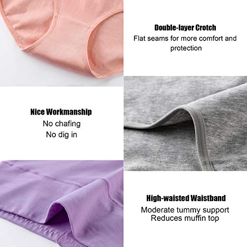 Image of Women's High Waist Cotton Underwear Soft Brief Panties Decorated with Lace Regular and Plus Size