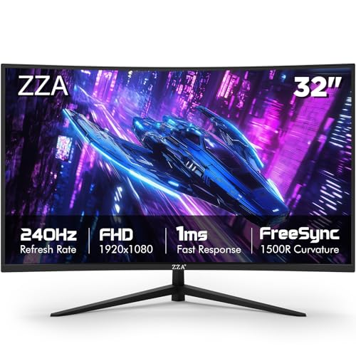 Image of 32 Inch Curved Gaming Monitor, 240Hz High Refresh Rate, FHD 1920x1080P, Curved 1500R, HDMI 2.0 /DP1.4, 1ms MPRT, HDR, FreeSync,VESA Compatible, Tilt Adjustable