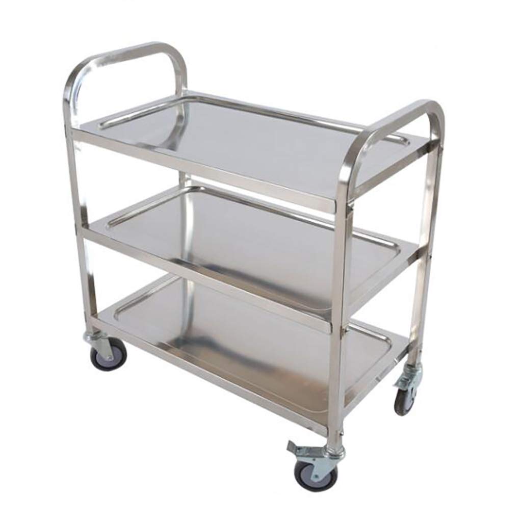 Buy 3 Shelf Utility Cart on Wheels, 300Lbs Stainless Steel Cart ...