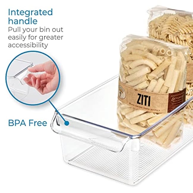 iDesign Linus Plastic Fridge and Freezer Storage Organizer Bin with Handle, Clear Container for Food, Drinks, Produce Organization, BPA-Free , 11.5 x 6 x 3.5, Clear