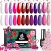 Beetles 12 Pcs Gel Nail Polish Kit, Love Bug Gift Kit Soak Off UV LED Nail Gel Polish Red Pink Purple Nail Polish for DIY at Home Nail Art Salon Gel Polish Starter Kit Christmas Holiday