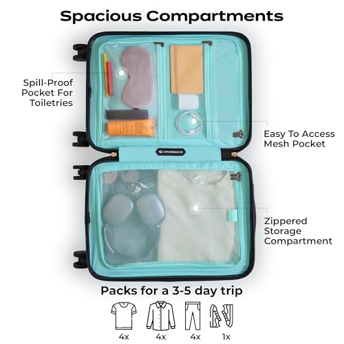 Image of Midnight Voyager Cabin Small 57cm | Trolley Bag Hard Case Polycarbonate, 4 Wheels 360 Degree Wheeling System Luggage, Suitcase for Travel, with Front Laptop Access (Strom Blue)