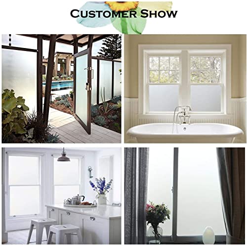 Niviy Etched Privacy Window Film Frosted Glass Static Cling Non Adhesive Window Frost Film For Home Office, White(23.6" X 118") +4-Pack Window Film Application Kits #TOP4